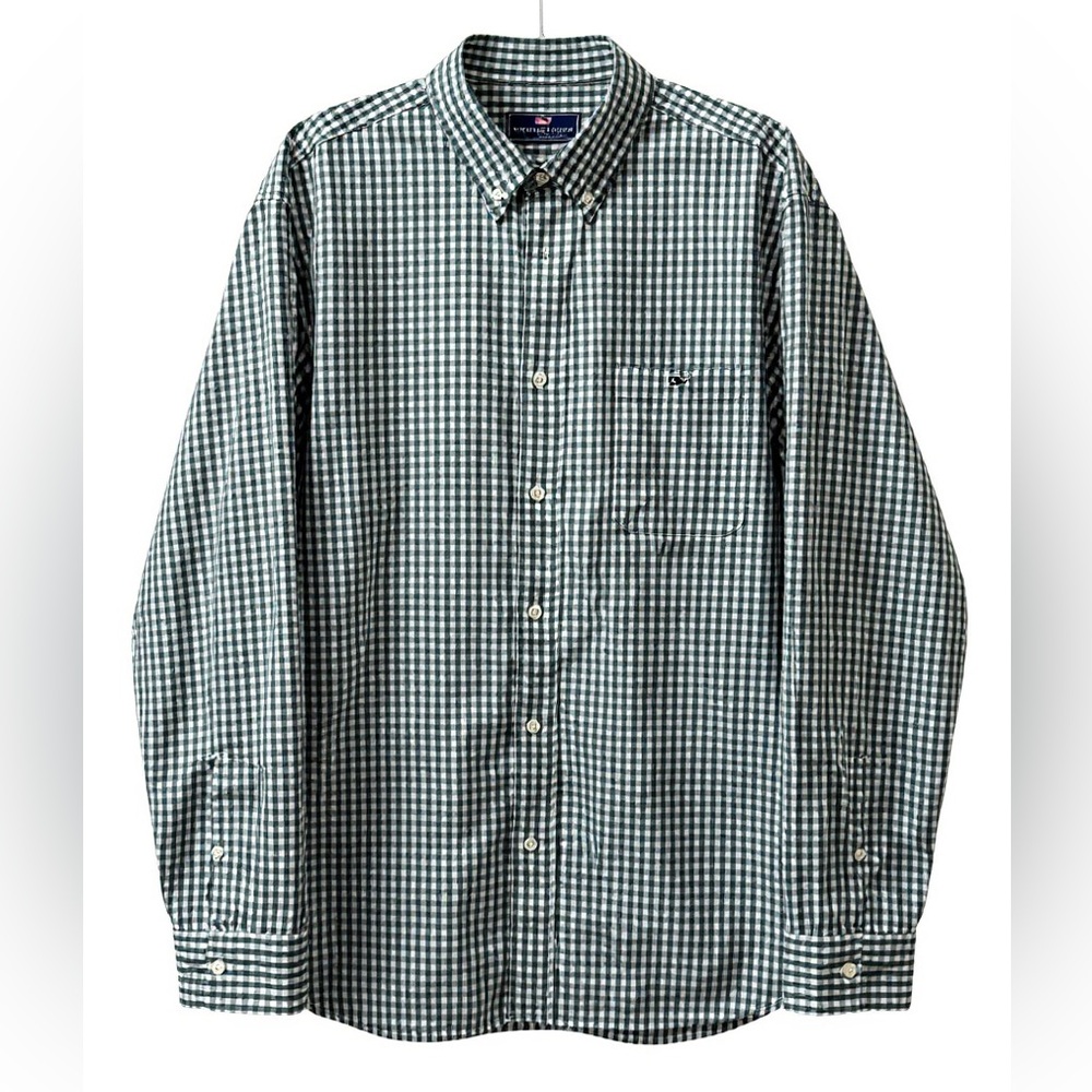 Vineyard Vines Men's Green Checkered Shirt